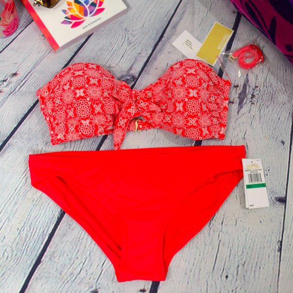 MICHAEL Michael Kors Other - Michael Kors Bandeau Bikini set Coral Size L, NWT